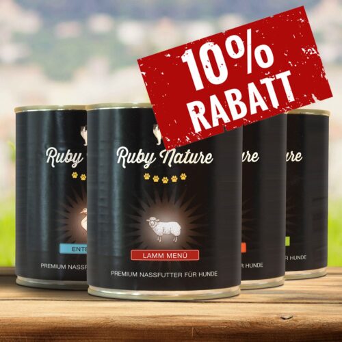 Hundefutter für Jagdhunde Angebotspaket 6x 800g: Lamm, Ente, Pute, Rind