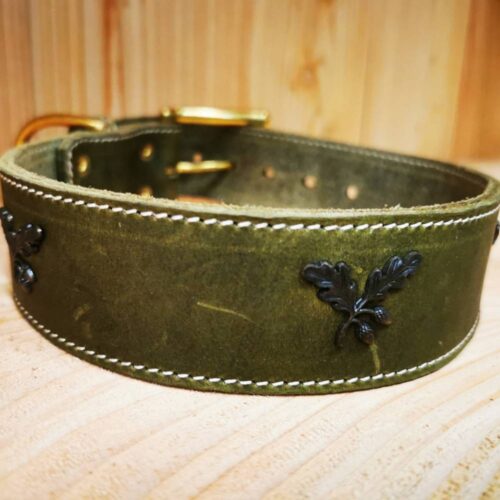 Lederhalsband für Jagdhunde Classic handgefertigt Eichenlaub - Stilvoll und robust – Bild 3