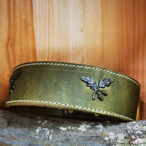 Lederhalsband für Jagdhunde Classic handgefertigt Eichenlaub - Stilvoll und robust – Bild 4